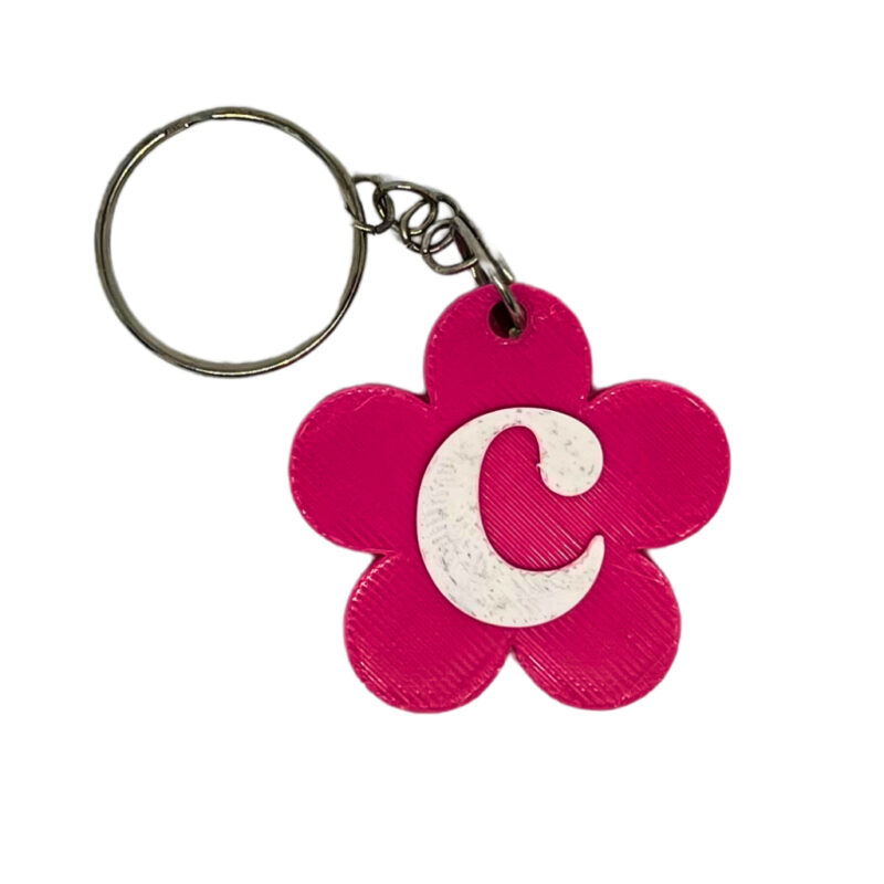 Chaveiro Flor com Letra Inicial Personalizada – Presente Fofo