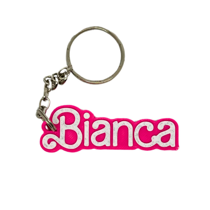 Chaveiro Personalizado Com Nome - Rosa e Branco